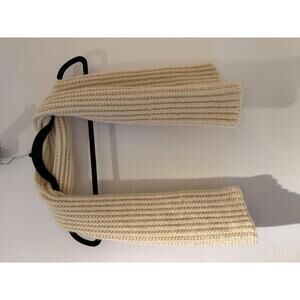 Handmade Cashmere Merino Wool Cream Ribbed Knit Scarf